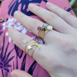 14k Gold Absolutely Effortless Thunderous Lightning Bolt Strike Microstackable Ring - Starflower Design