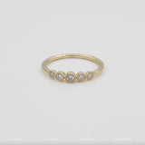 14k Gold Bezel - Set Graduated Diamond Band Ring - Starflower Design