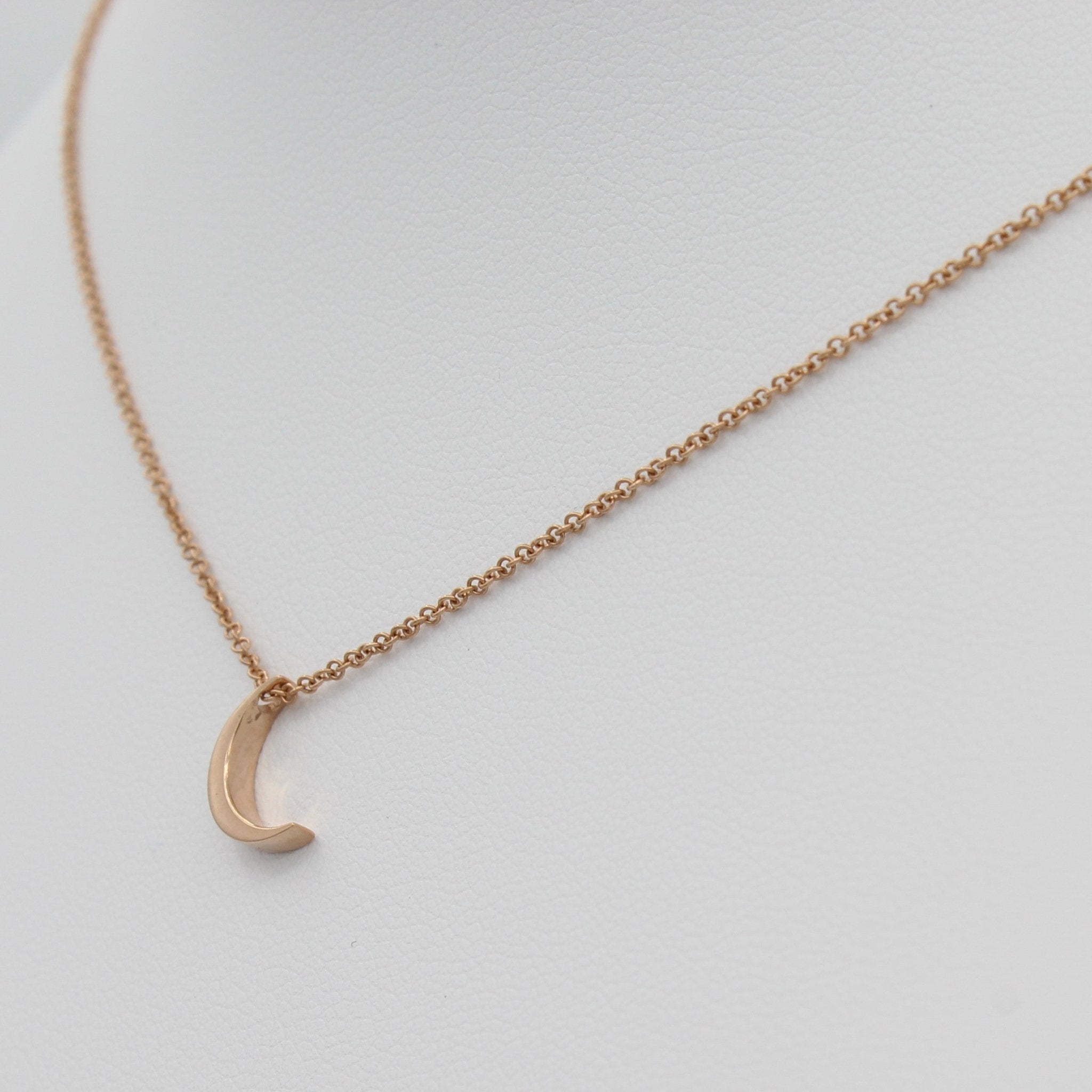 14k Gold Crescent Moon Pendant - Starflower Design