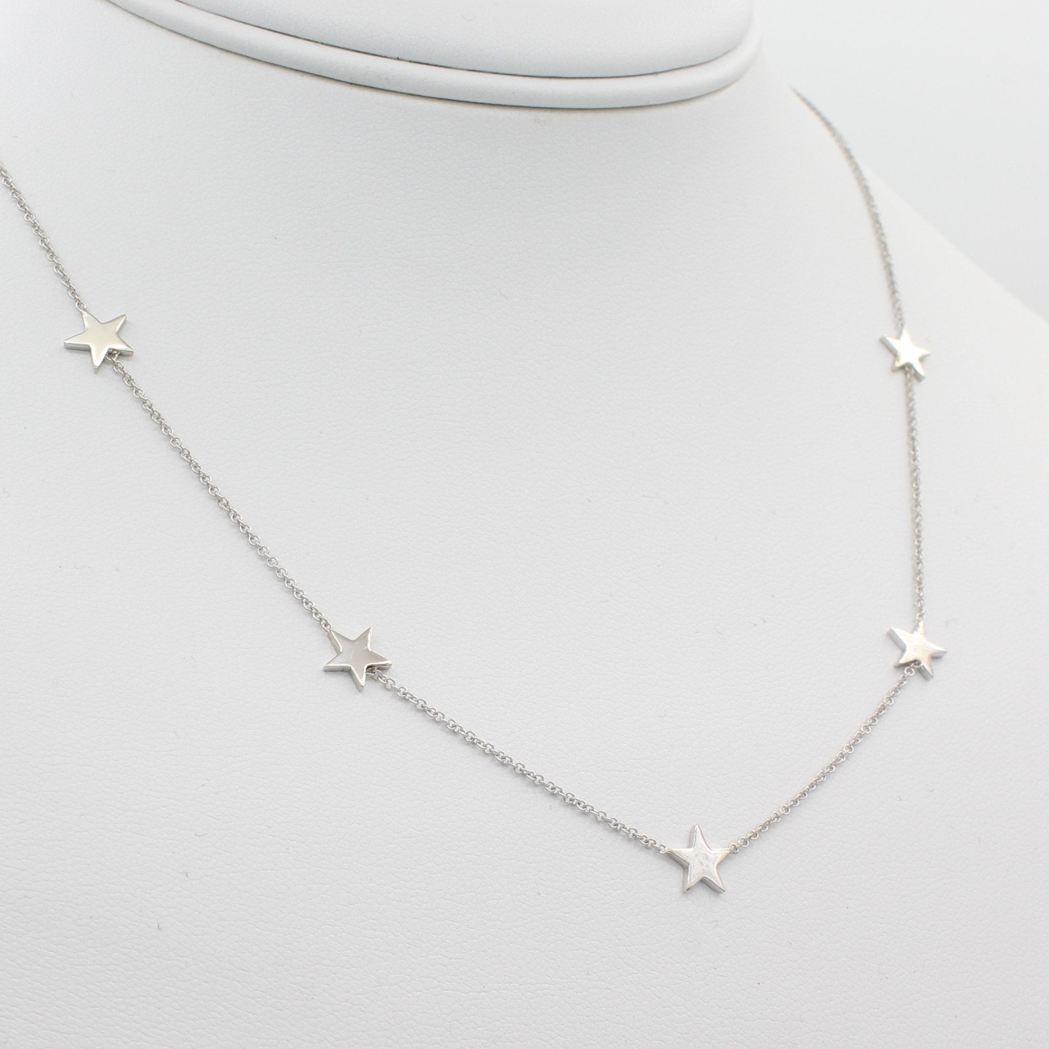 14k Gold Five Station Star Necklace - Starflower Design