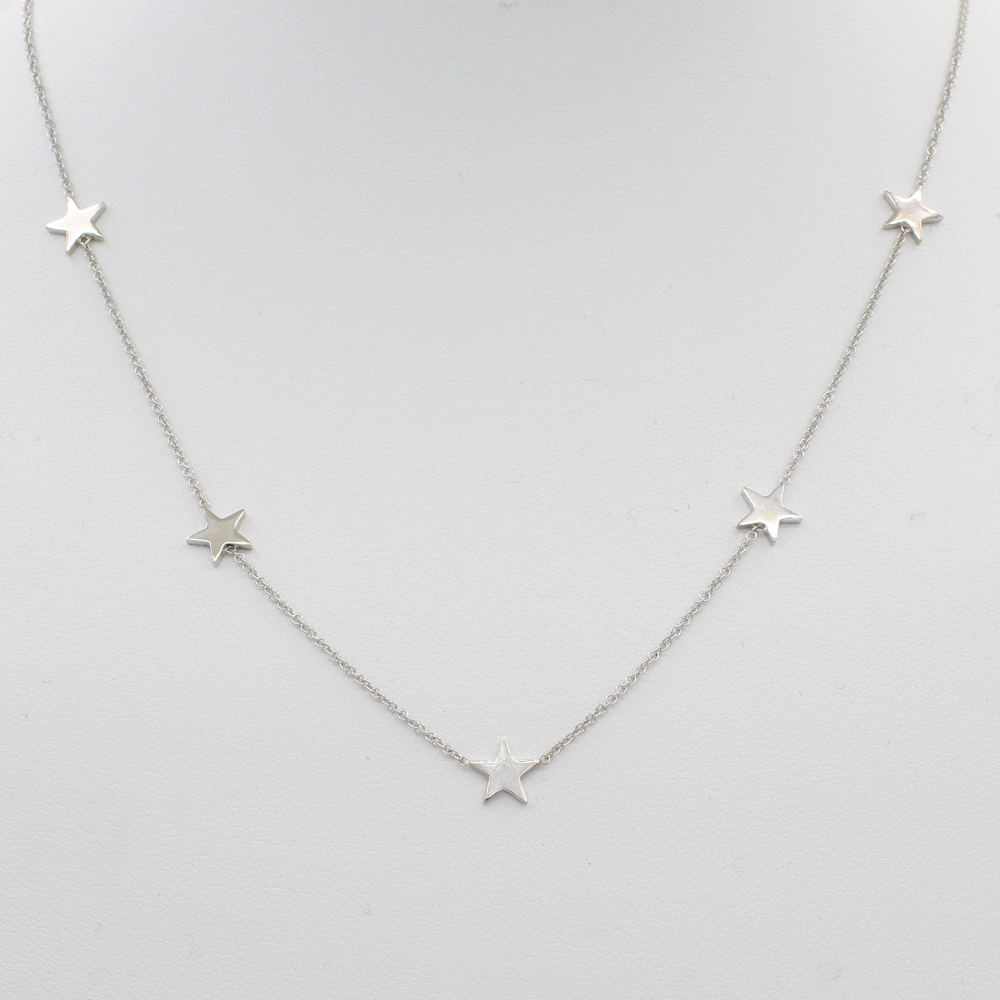 14k Gold Five Station Star Necklace - Starflower Design