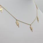 14k Gold Lightning Bolt Five Station Necklace - Starflower Design