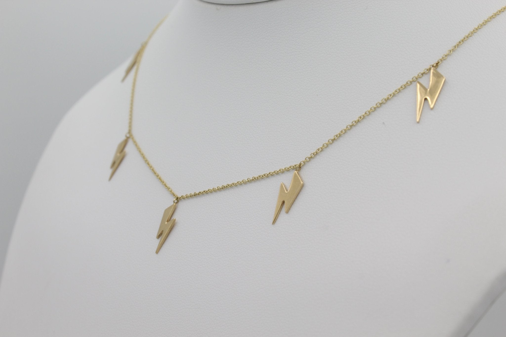 14k Gold Lightning Bolt Five Station Necklace - Starflower Design
