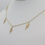 14k Gold Lightning Bolt Five Station Necklace - Starflower Design