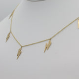 14k Gold Lightning Bolt Five Station Necklace - Starflower Design