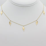 14k Gold Lightning Bolt Five Station Necklace - Starflower Design