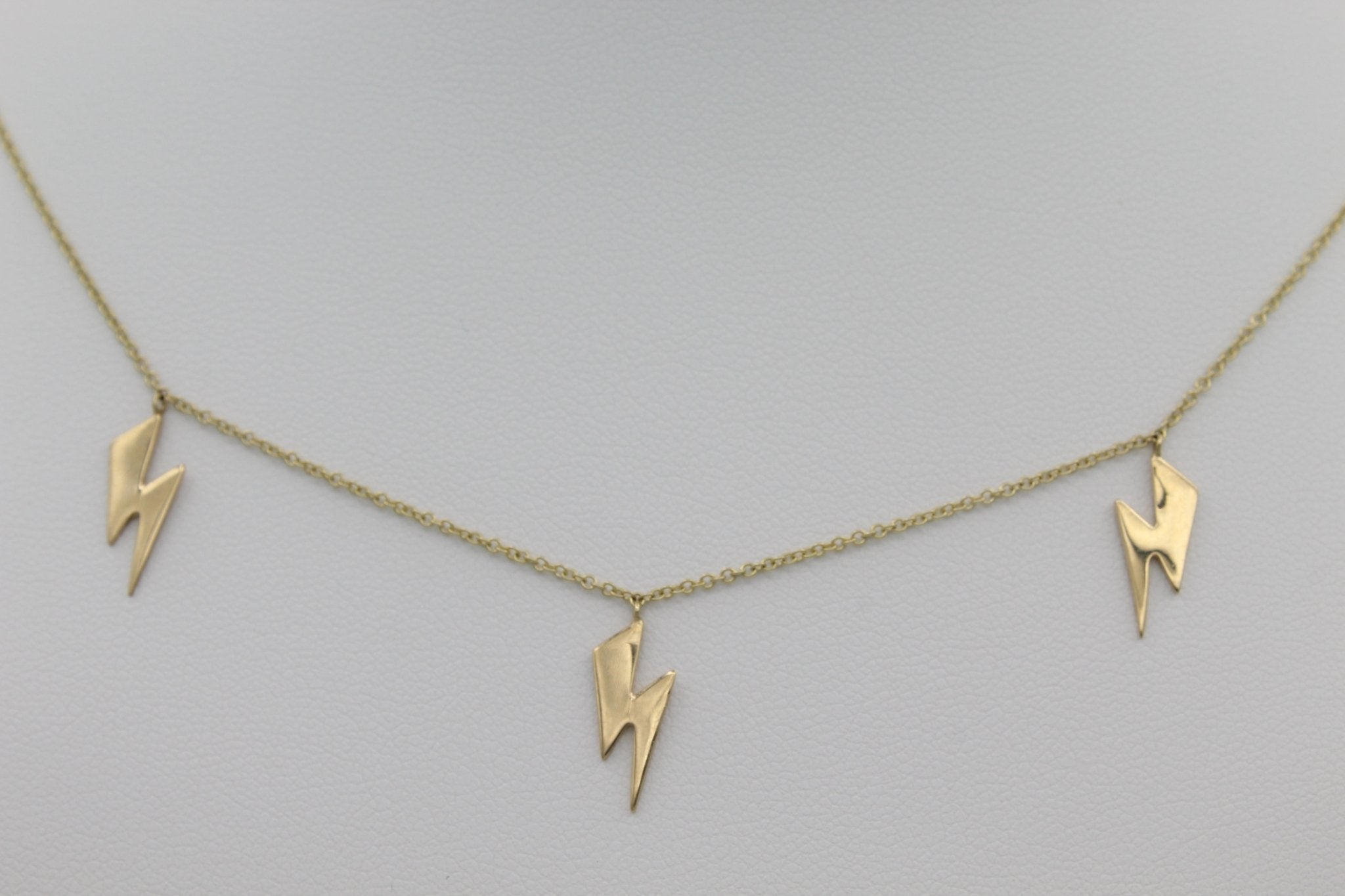 14k Gold Lightning Bolt Five Station Necklace - Starflower Design