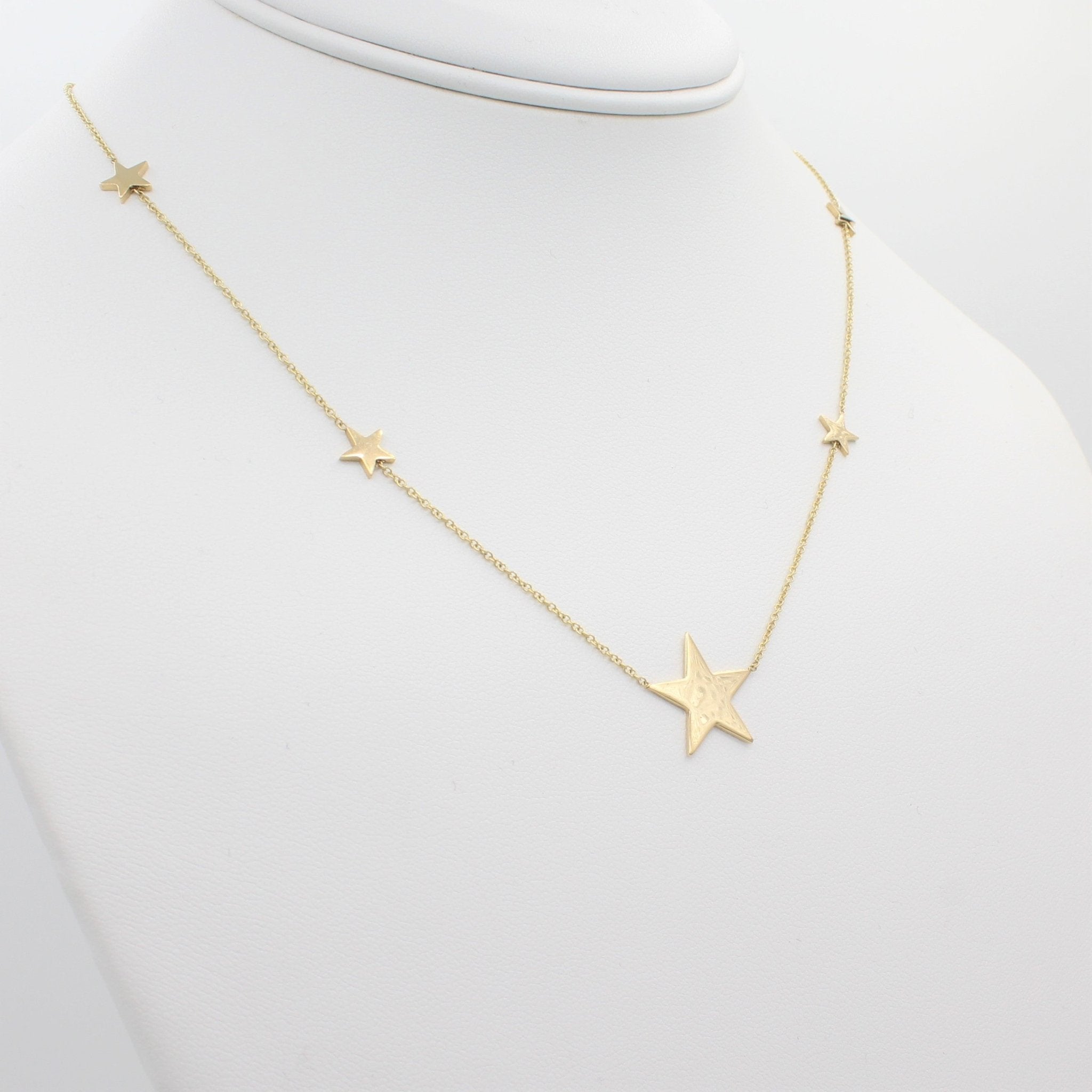 14k Gold North Star Five Station Necklace - Starflower Design
