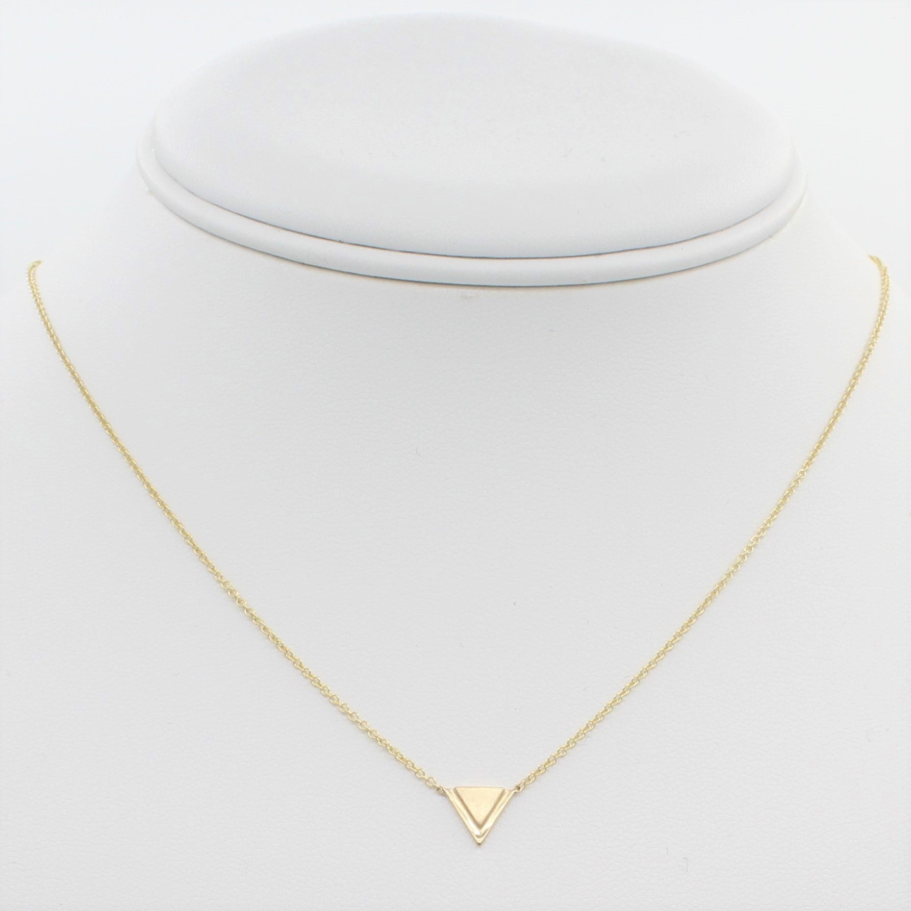 14k Gold Petite Double Triangle Single Station Necklace - Starflower Design