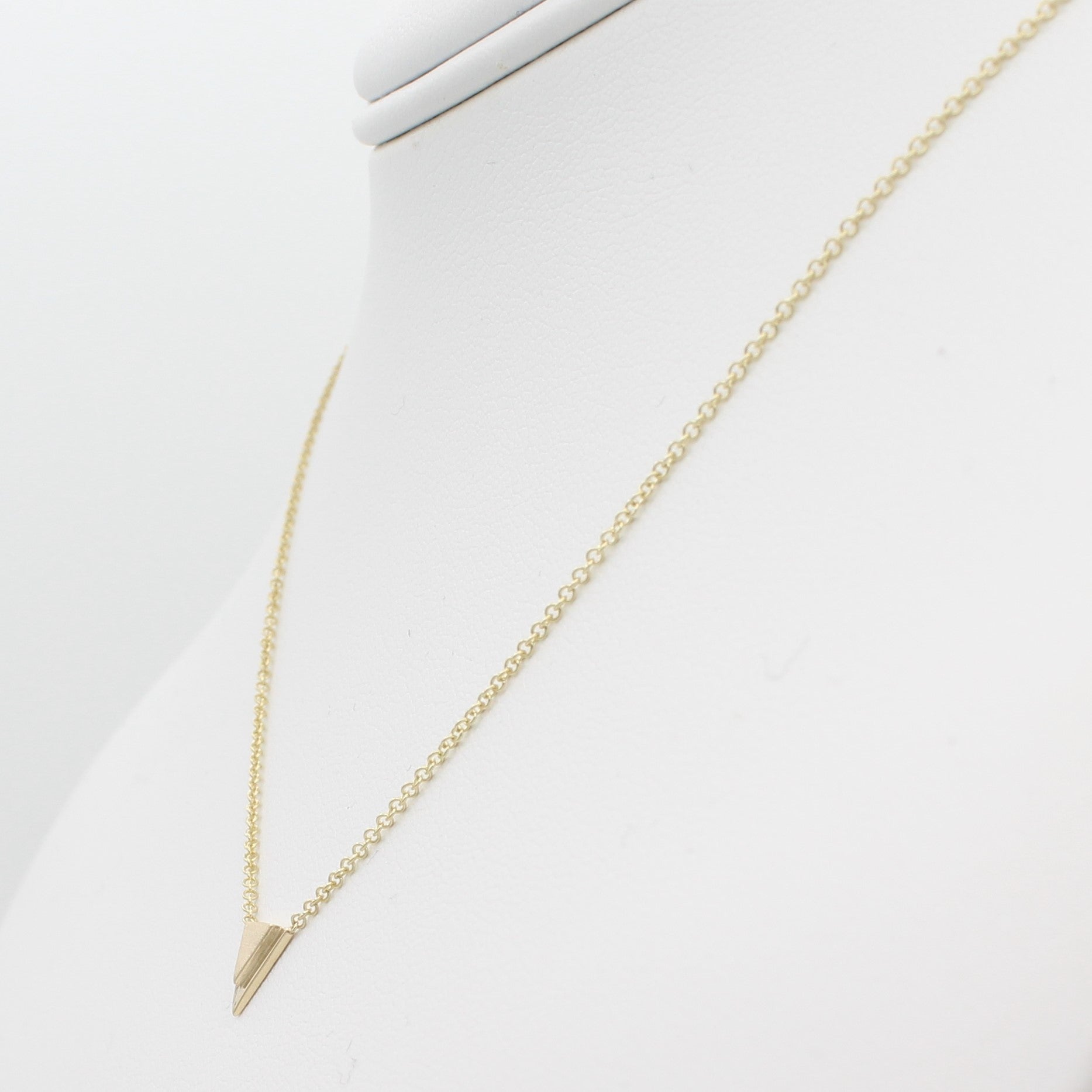 14k Gold Petite Double Triangle Single Station Necklace - Starflower Design