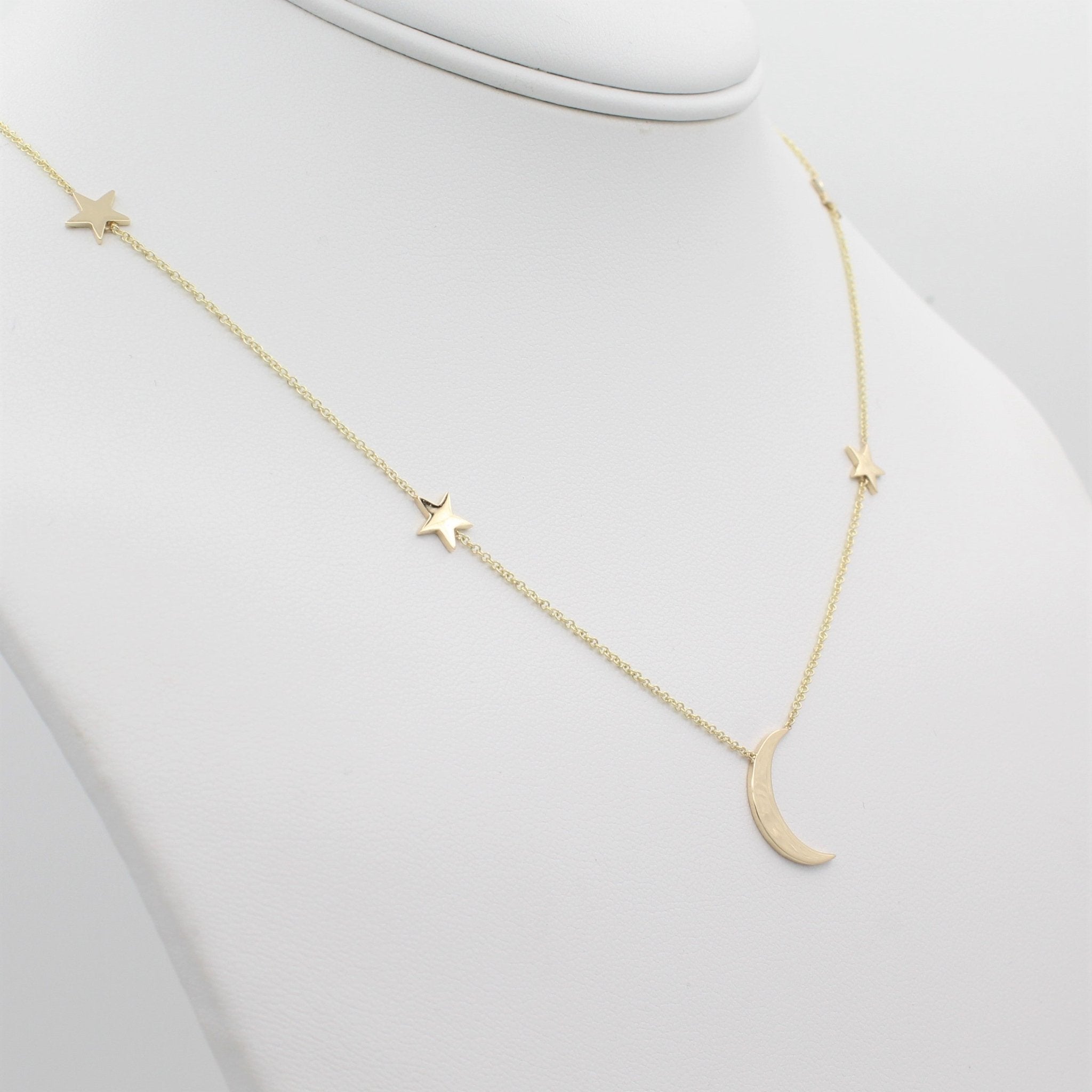 14k Gold Shoot for the Moon Station Necklace - Starflower Design