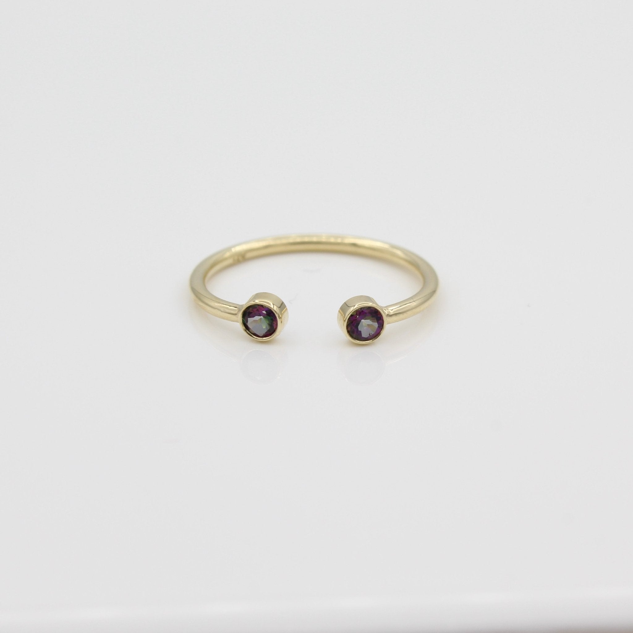 14k Green & Purple Mystic Topaz Open Ring - Starflower Design