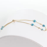 14k Light Blue Evil Eye Beaded Bolo Bracelet - Starflower Design