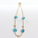 14k Light Blue Evil Eye Beaded Bolo Bracelet - Starflower Design