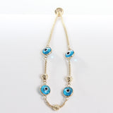 14k Light Blue Evil Eye Beaded Bolo Bracelet - Starflower Design