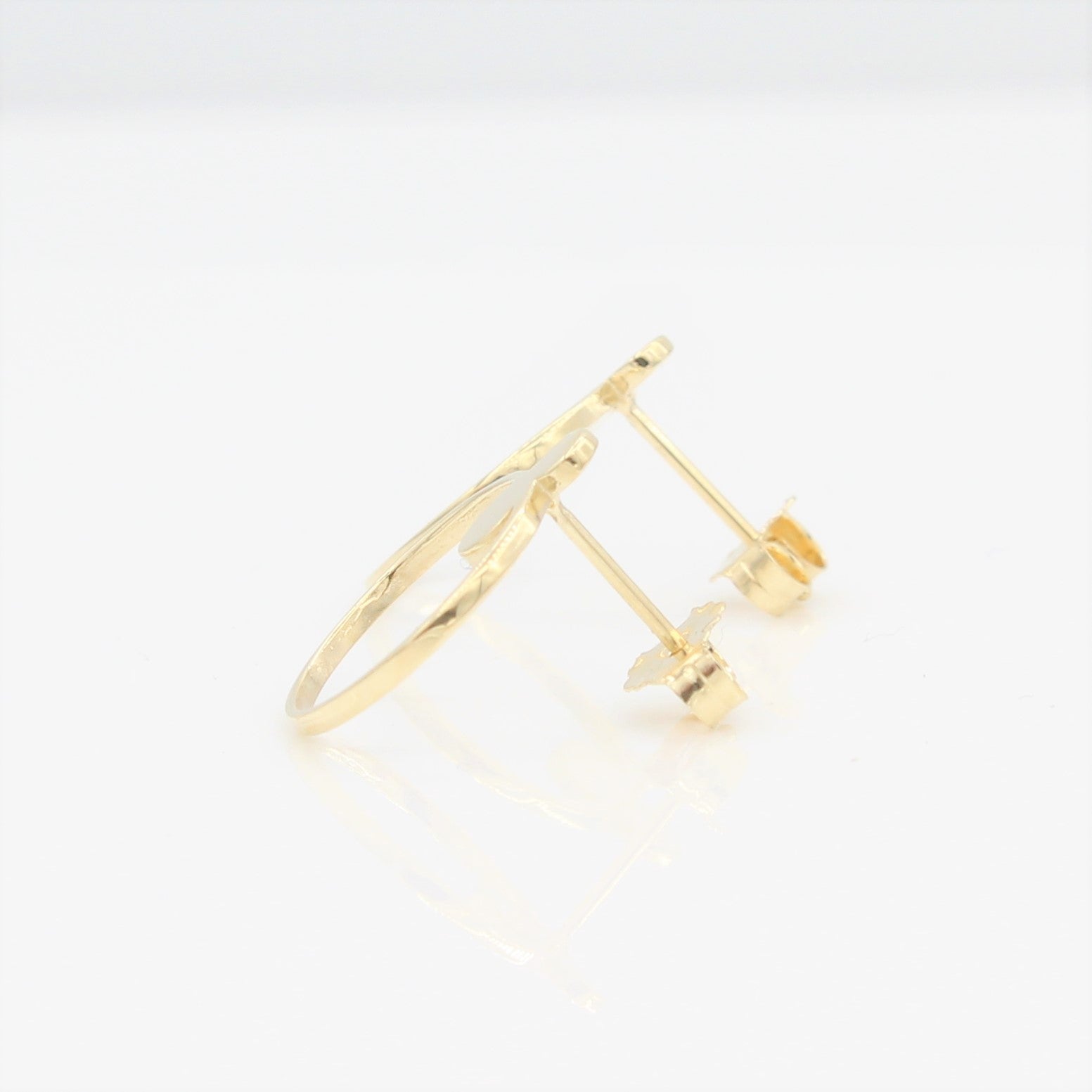 14k Open Circle Front Facing Hoop Stud Earrings - Starflower Design