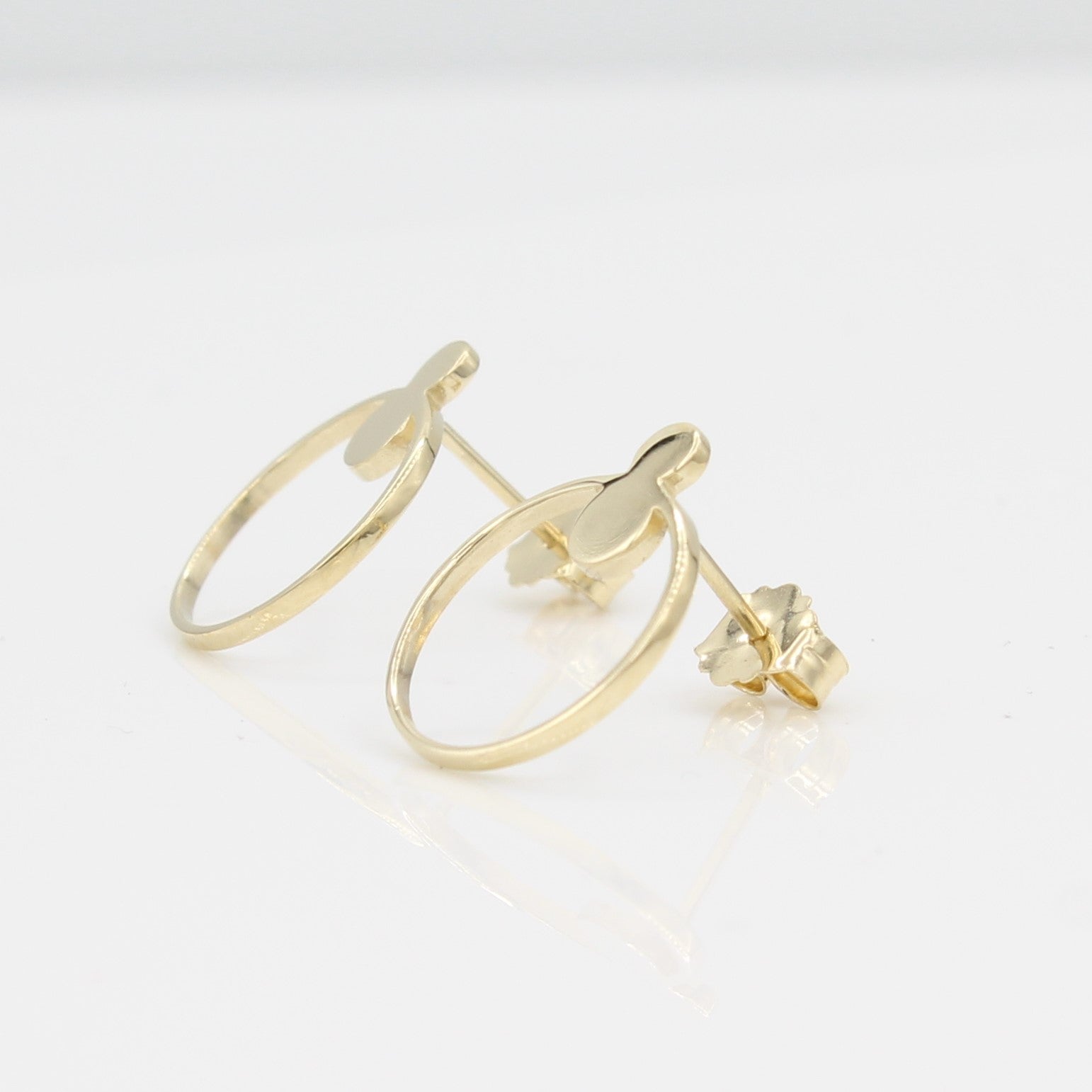 14k Open Circle Front Facing Hoop Stud Earrings - Starflower Design