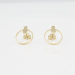 14k Open Circle Front Facing Hoop Stud Earrings - Starflower Design