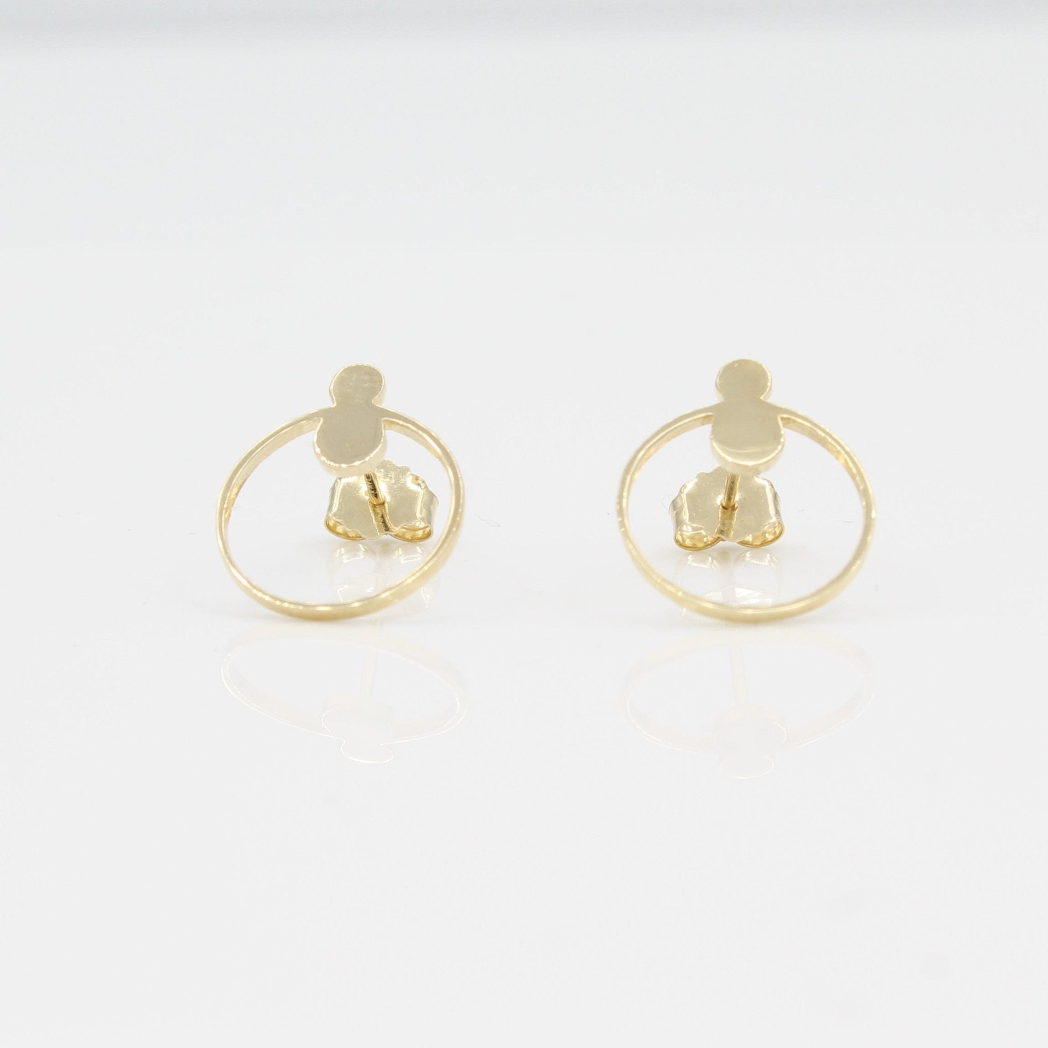 14k Open Circle Front Facing Hoop Stud Earrings - Starflower Design