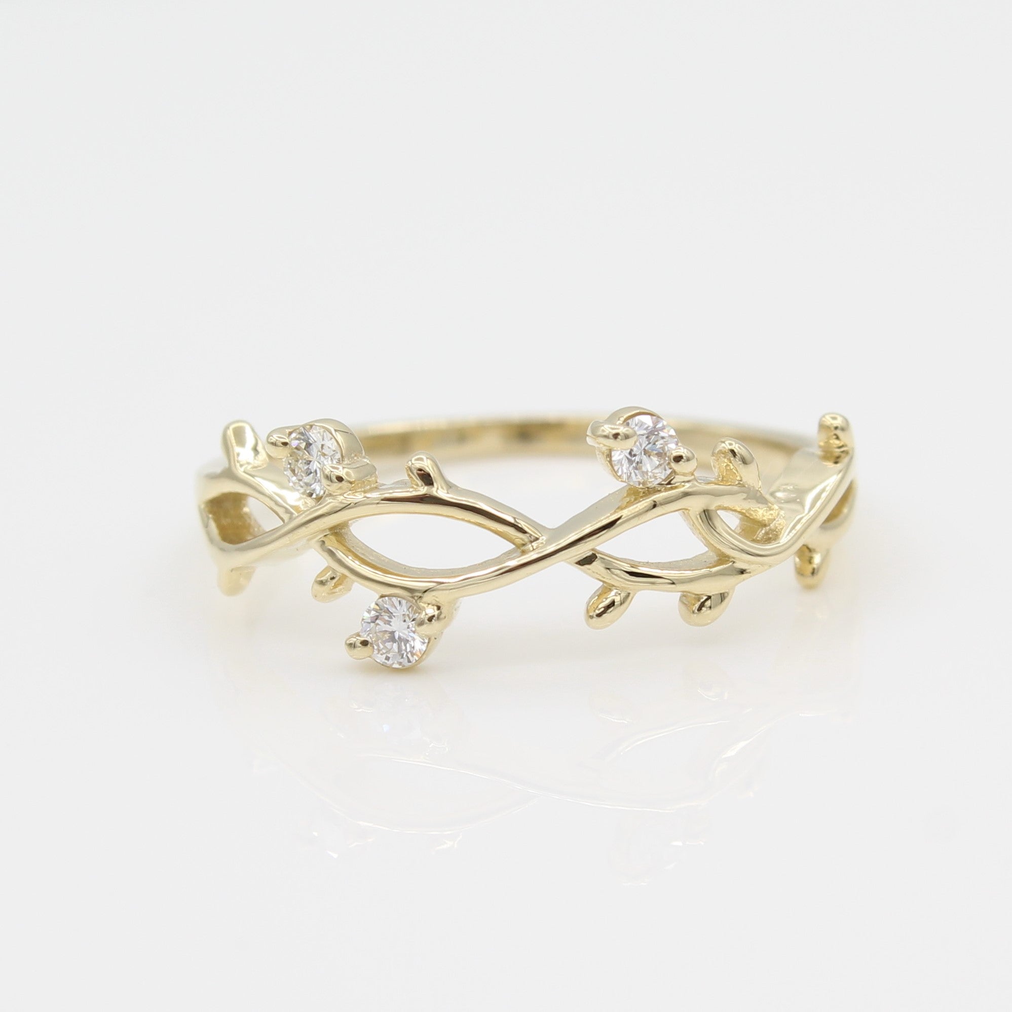 14k Perfectly Perched Diamond Branch Ring - Starflower Design