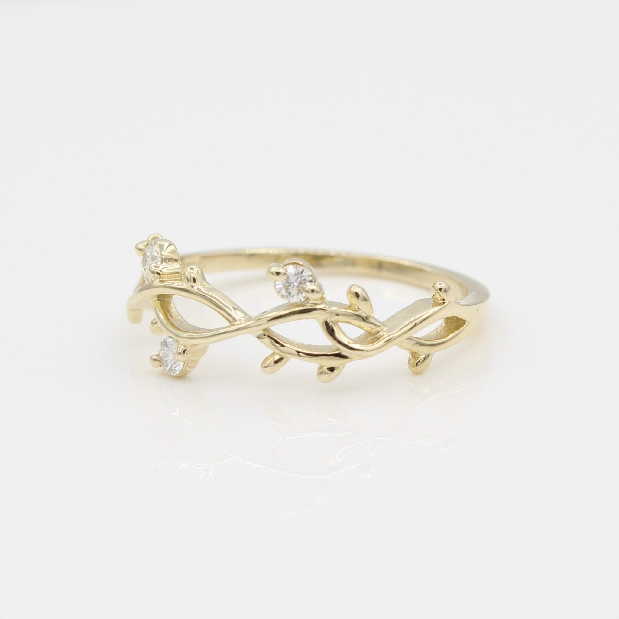 14k Perfectly Perched Diamond Branch Ring - Starflower Design