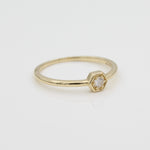 14k Petite Hexagon Stackable Diamond Ring - Starflower Design