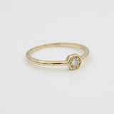 14k Petite Hexagon Stackable Diamond Ring - Starflower Design