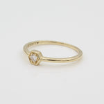 14k Petite Hexagon Stackable Diamond Ring - Starflower Design
