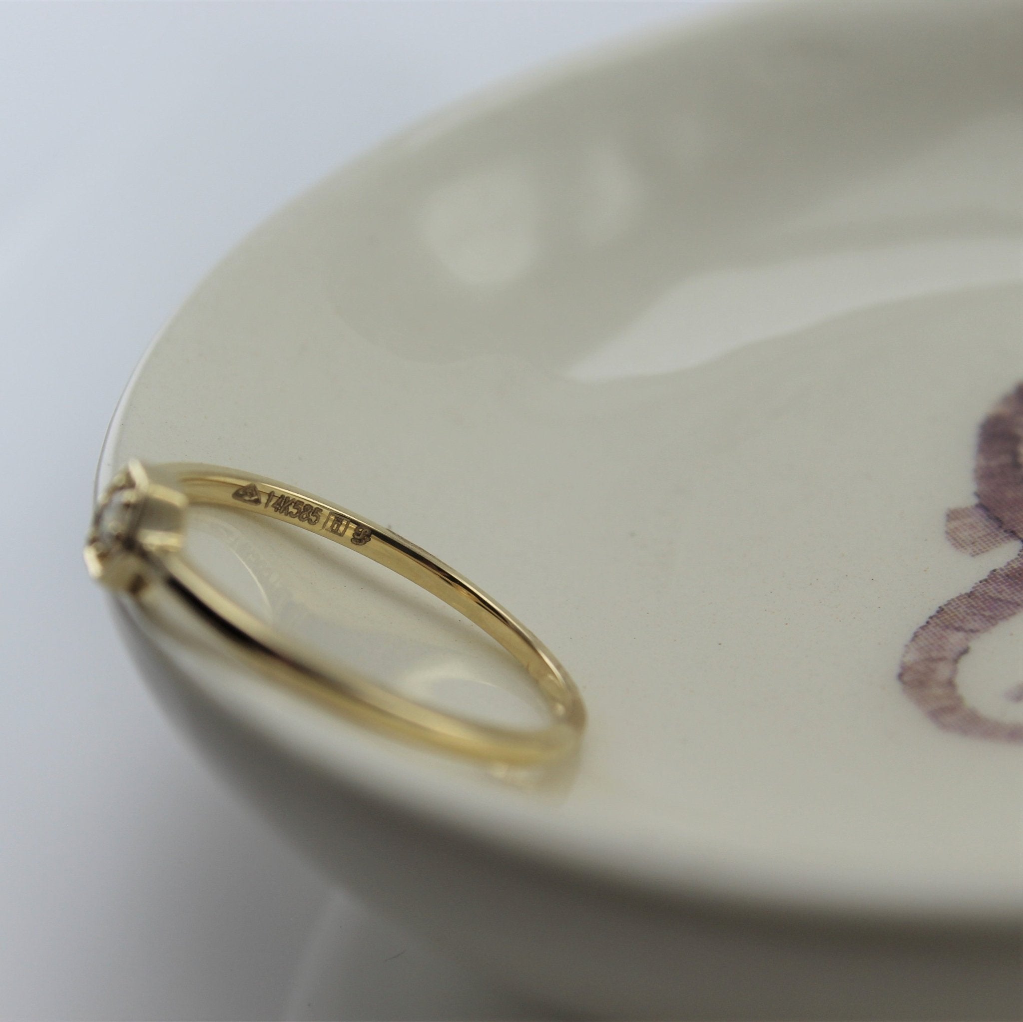 14k Petite Hexagon Stackable Diamond Ring - Starflower Design