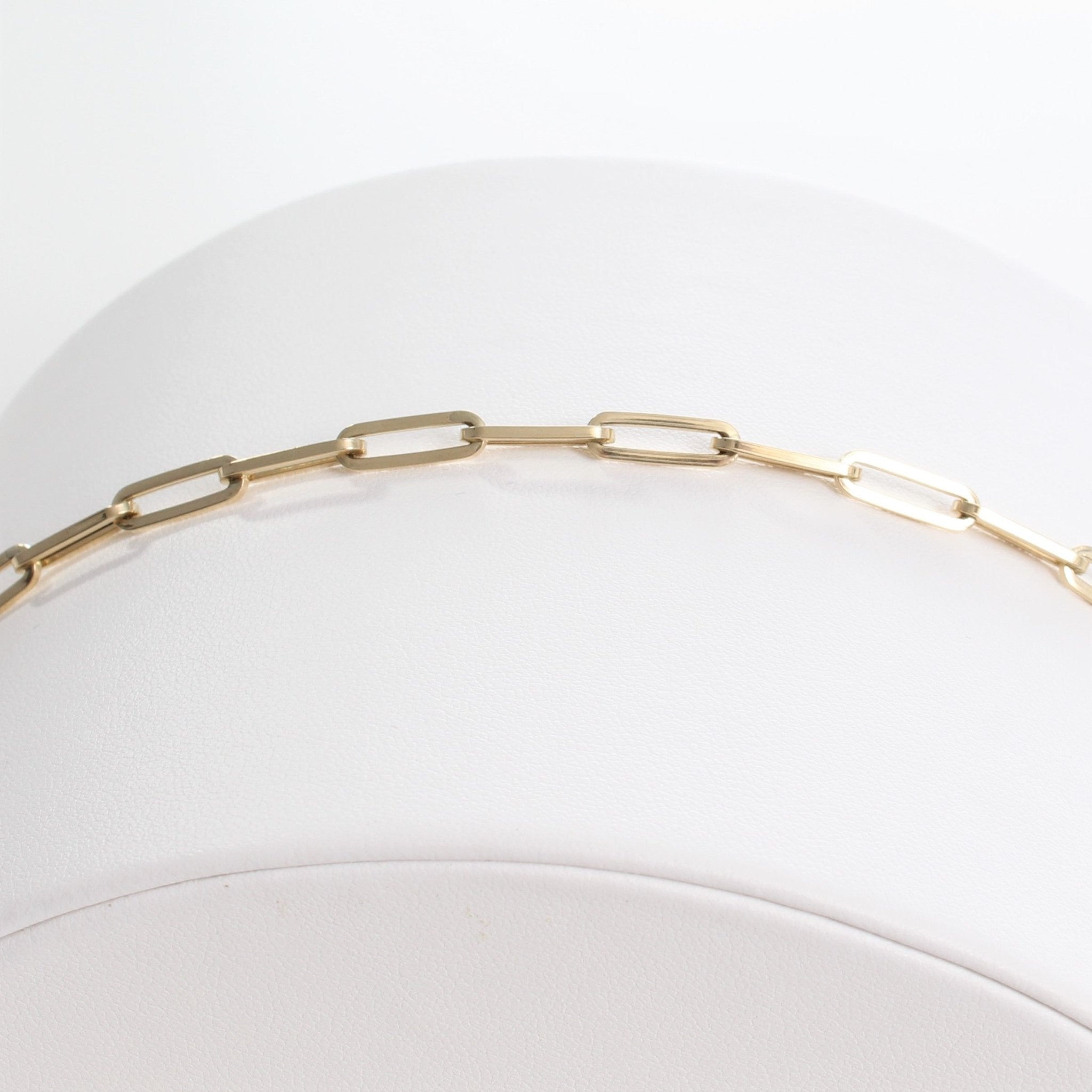 14k Retro Elongated Link Paperclip Medium Link Bracelet - Starflower Design