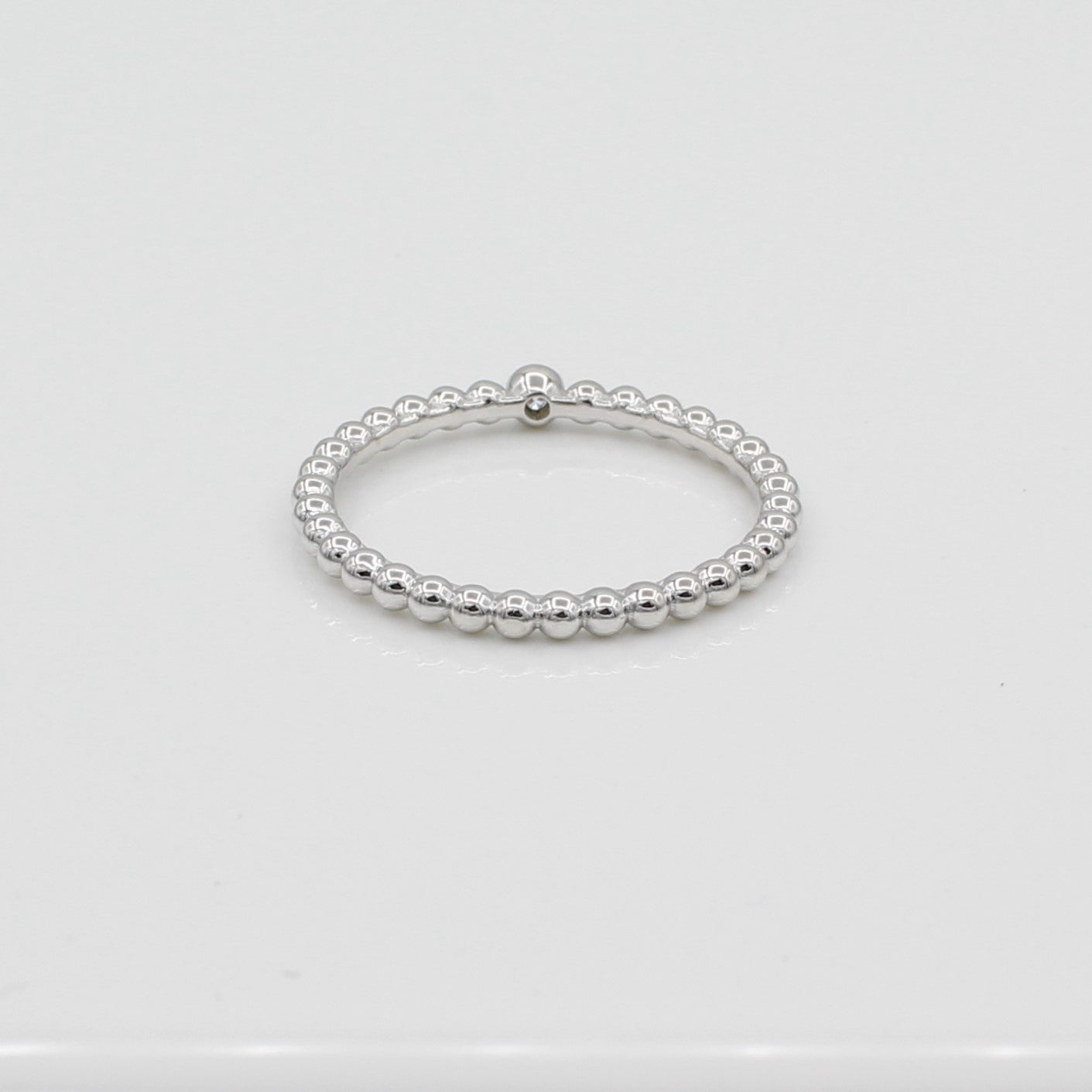 14k Single Bezel - Set Diamond Beaded Ring - Starflower Design