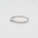 14k Single Bezel - Set Diamond Station Ring with Micro - Pave Band - Starflower Design