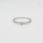 14k Single Bezel - Set Diamond Station Ring with Micro - Pave Band - Starflower Design
