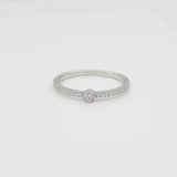 14k Single Bezel - Set Diamond Station Ring with Micro - Pave Band - Starflower Design