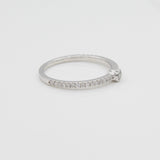 14k Single Bezel - Set Diamond Station Ring with Micro - Pave Band - Starflower Design