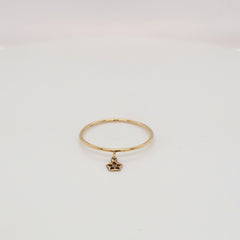 14K Yellow Gold Starflower Dangle  Charm Microstackable Ring